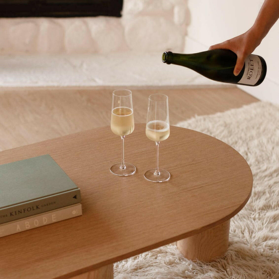 Elegant flute glasses set for sophisticated dining and stylish celebrations
