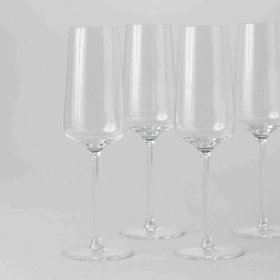 Elegant flute glasses set for sophisticated dining and stylish celebrations