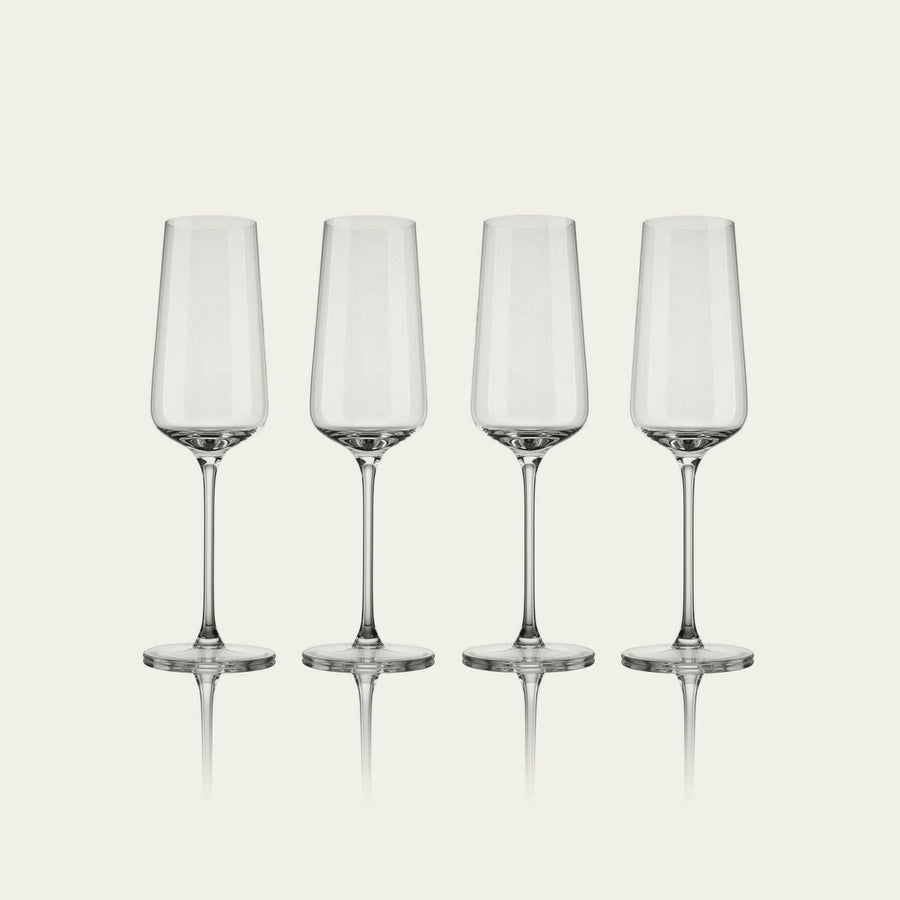 Elegant flute glasses set for sophisticated dining and stylish celebrations